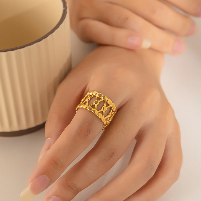 Wholesale Personalized hip-hop irregular Fried Dough Twists gold plated ring popular stainless steel geometric ring