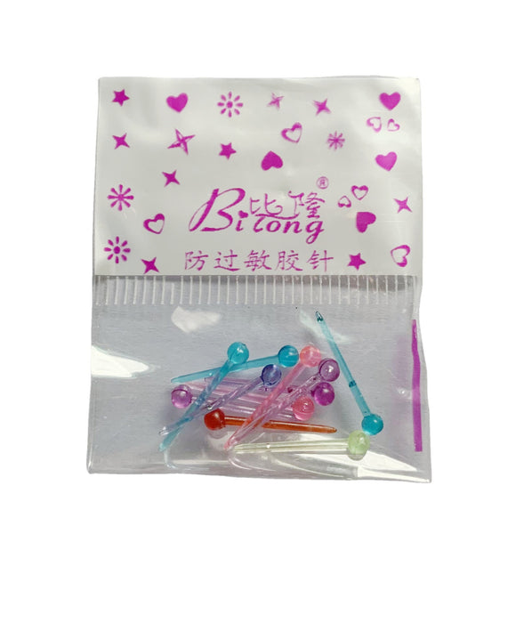 Wholesale Plastic needle anti-allergic ear stick sterile stick round head men's and women's earrings earrings