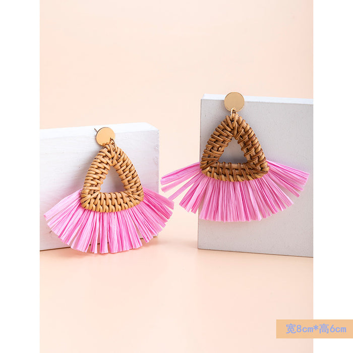 Wholesale tassel earrings  vacation high-end feeling raffia grass earrings