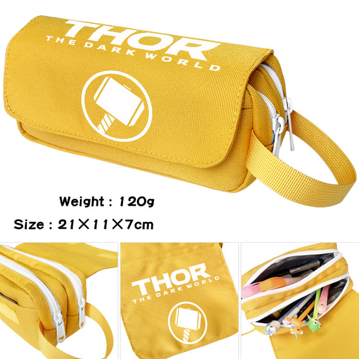 Wholesale Cartoon Canvas Pencil Case Double Layer Large Capacity Waterproof With Handle For Students