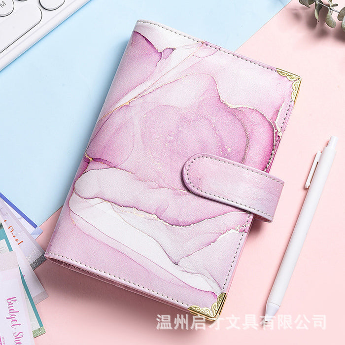 Wholesale Binder Zipper Bag Macaron Notebook Leather Pu Loose-Leaf Cash Budget Notebook