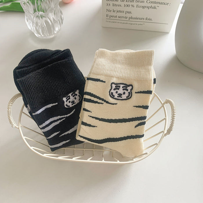 Wholesale Cartoon Tiger Head Polyester Cotton Socks Personality Versatile JDC-SK-GuangJ001