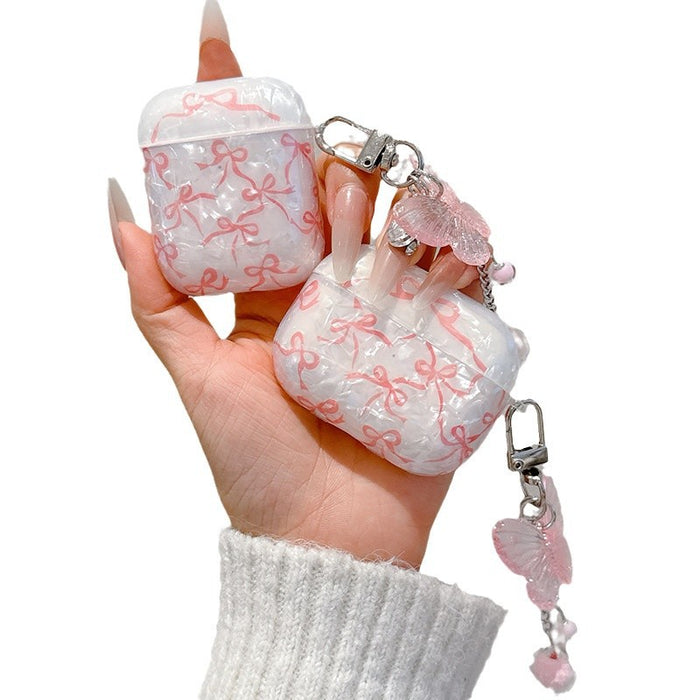 Wholesale Shell pink bow-shaped wireless Bluetooth earphone protective cases