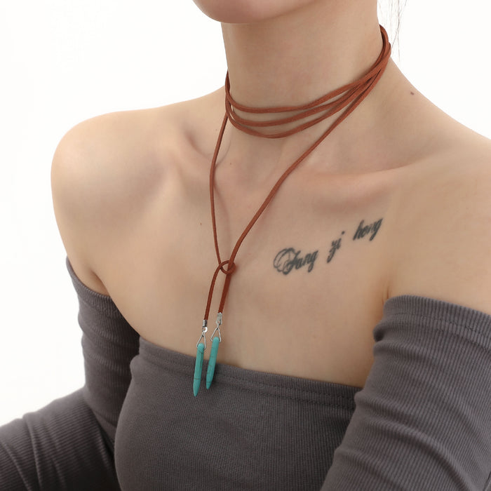 Wholesale Turquoise Retro Ethnic Style Long Necklace