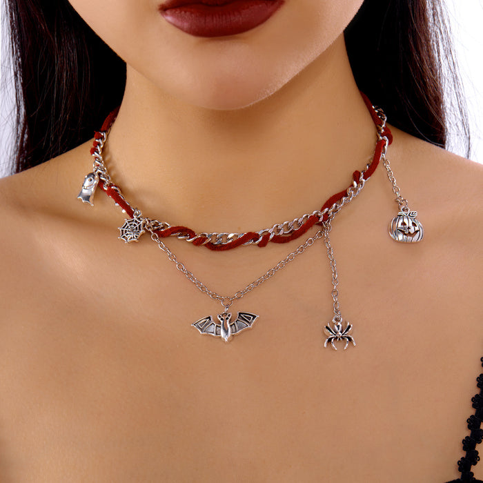 Wholesale  Necklace Women Pumpkin Ghost Bat  Combination Bracelet Horror Jewelry Set