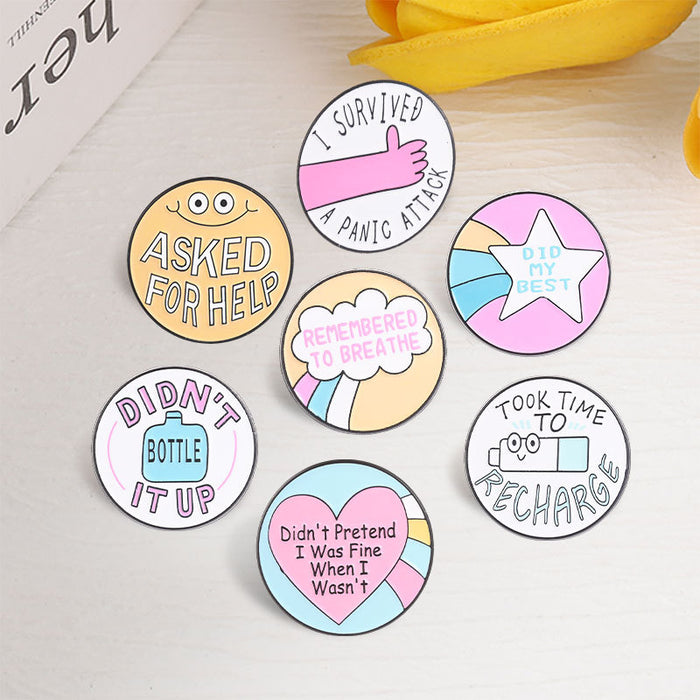 Wholesale Macaron Color Inspirational English Letter Enamel Brooch For Backpack Jewelry Accessory Party Gift Resale
