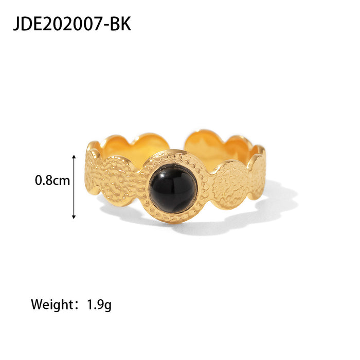 Wholesale Natural stone ring, versatile gemstone bracelet, titanium steel open ring