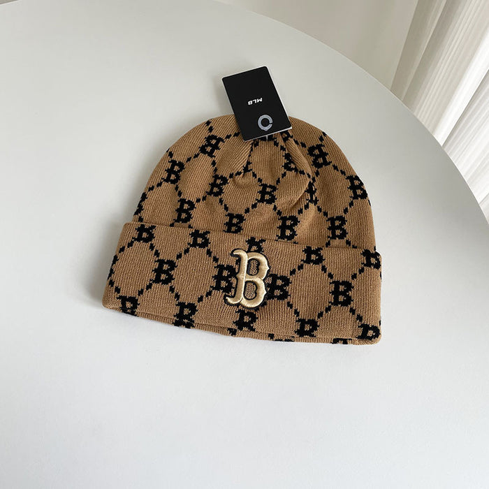 Wholesale autumn and winter all-over printed jacquard knitted hat for cold protection and warmth ear protection pullover hat JDC-HT-MaiM002