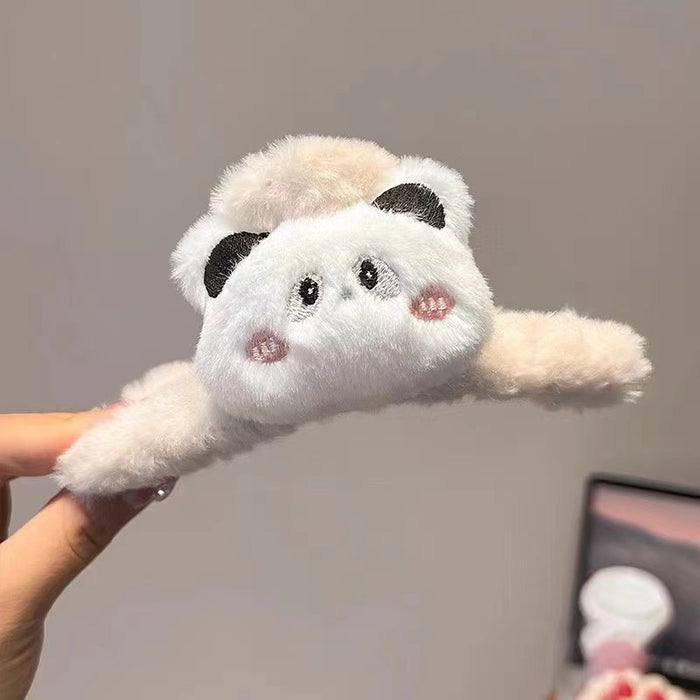 Wholesale  Cartoon Bear Plush Grab Clip Women's Back of Head Hair Clip Large Shark Clip Hair Volume Multi-Hair Clip Headwear