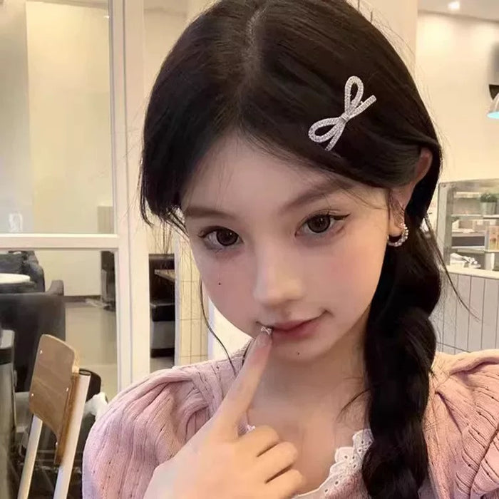 Wholesale Super Flash Rhinestone Bow Hairpin Side Clip Hairpin Clip Head Jewelry