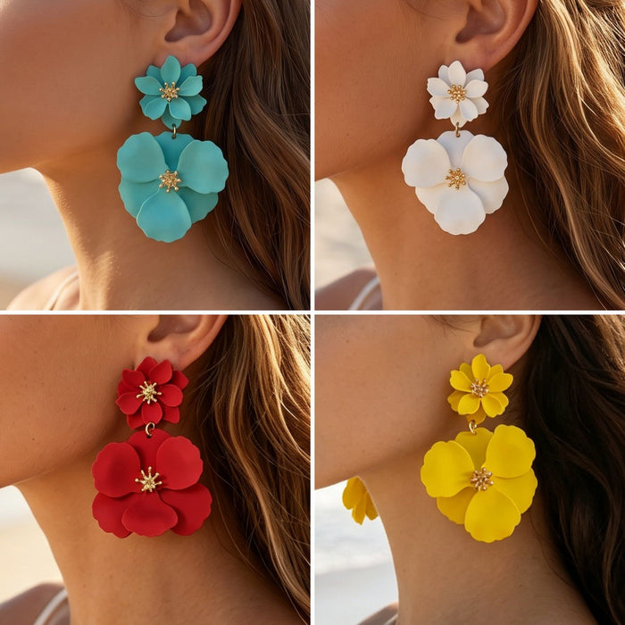 Wholesale Retro Floral Painted Earrings Iron Jewelry Multicolor Gift Boutique Resale MOQ≥5