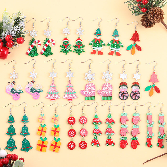 Wholesale Cross-border new Christmas earrings multi-color snowman Christmas tree acrylic earrings fashion earrings ear jewelry for women