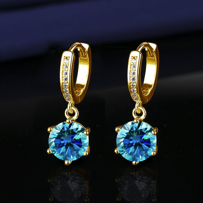Wholesale Platinum Gold Tassel Earrings Six-Prong Imitation Moissanite Two Carat for Women Everyday Fashion Accessory