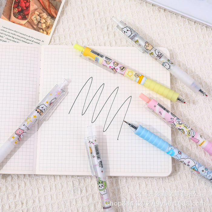 Wholesale 6pcs/ box Cartoon press gel pen quick-drying student cute test pen