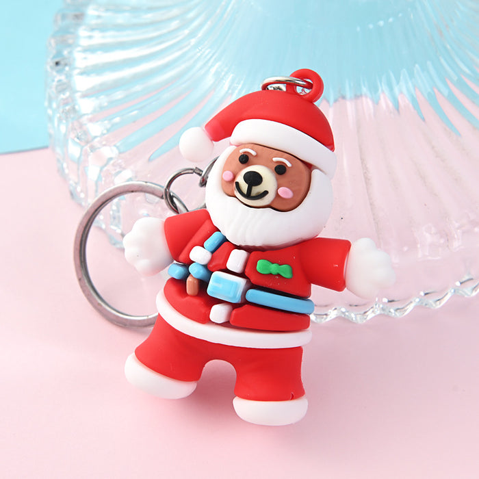 Wholesale 10PCS PVC Christmas Tree Snowman Doll Keychain JDC-KC-AQing011