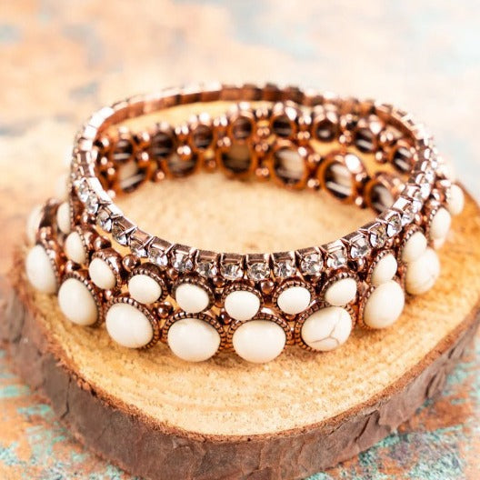 Wholesale New fashionable retro inlaid turquoise rhinestone alloy bracelet with multiple layers