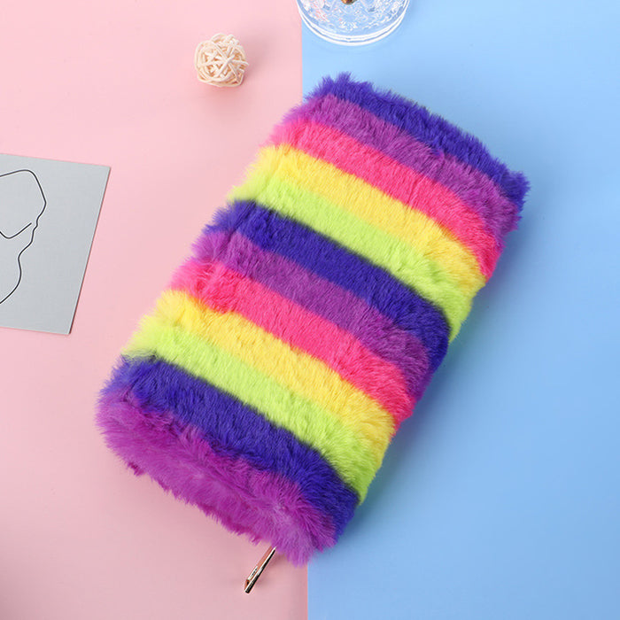 Wholesale Colorful Striped Plush Cute Wallet JDC-WT-HuHong003