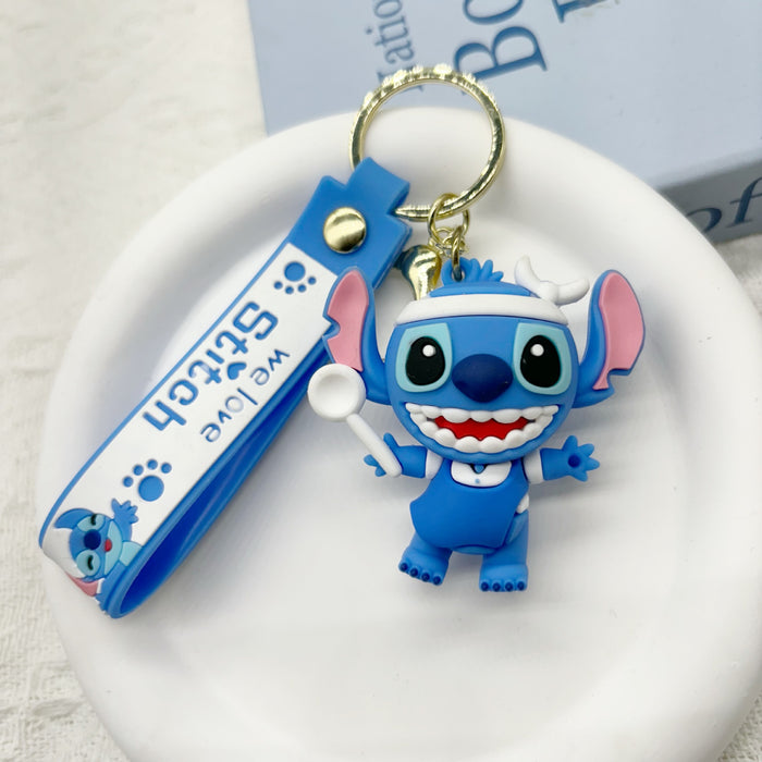 Wholesale  cartoon stillson keychain couple schoolbag pendant car key chain