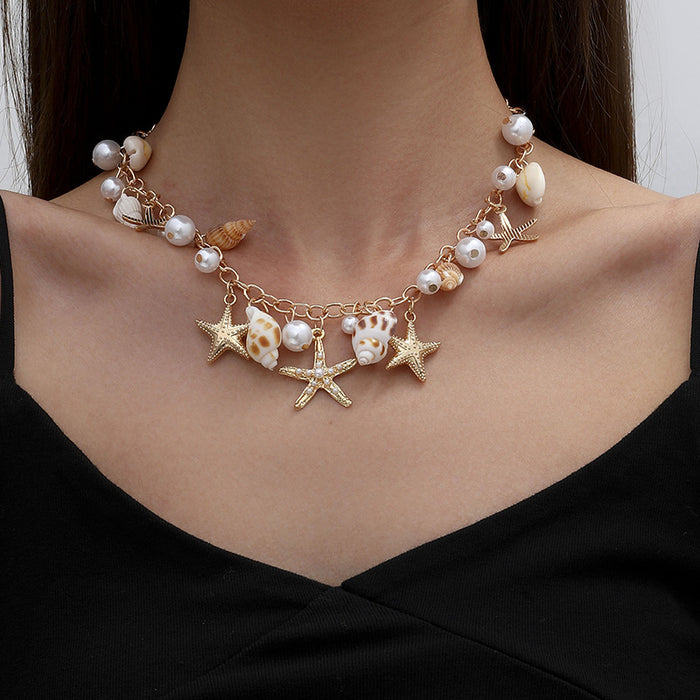 Wholesale shell necklace bracelet imitation pearl starfish jewelry
