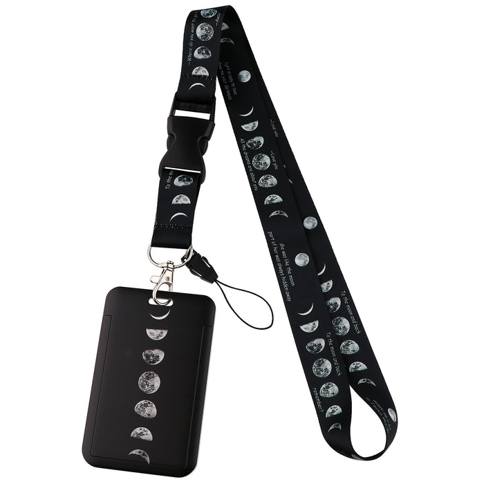 Wholesale Moon-shaped buckle phone lanyard Keychain  with cute card holder