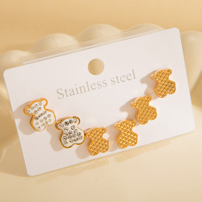 Wholesale Stainless Steel Pearl Heart Flower Earrings Set