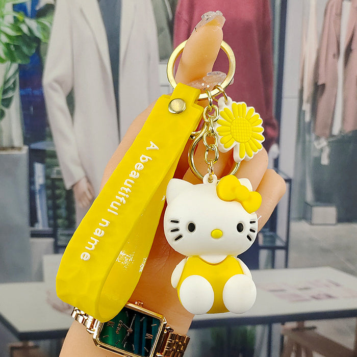 Wholesale  Cat Keychain Cute Cartoon Bag Pendant Push  Keychain Car Keychain