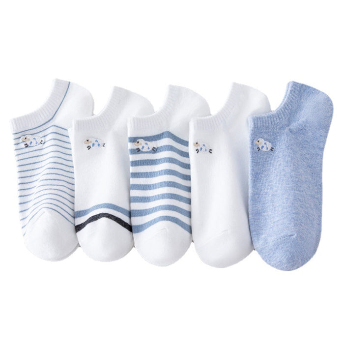 Wholesale Blue Socks Thin Ship Socks Summer Low Top Shallow Mouth Cute Short Socks Cartoon Cotton Socks