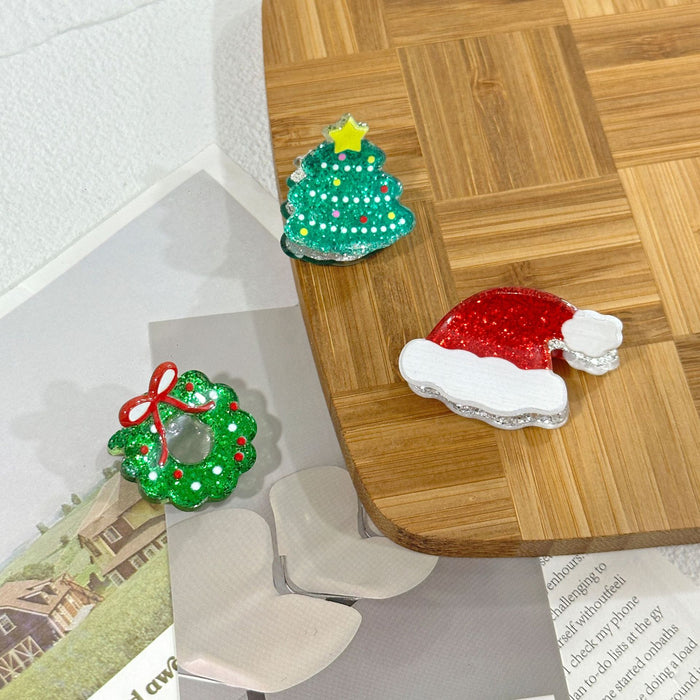 Wholesale Christmas Acrylic Kids Hair Clips Cute Santa Gingerbread Small Flat Grippers Party Hair Accessory For Resale