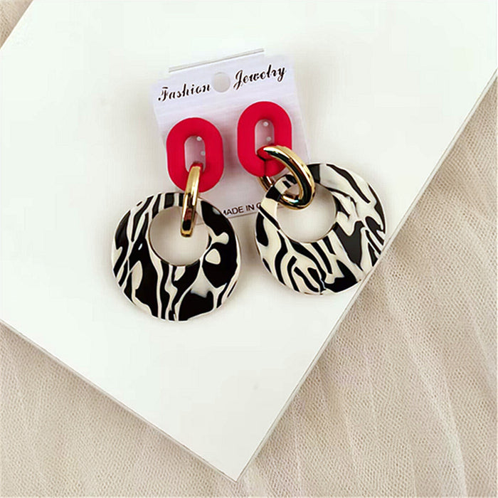 Wholesale Acrylic Geometric Leopard Circle Earrings JDC-ES-ChouD011