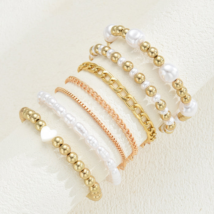 Wholesale Heart-shaped Pearl Beaded Bracelet