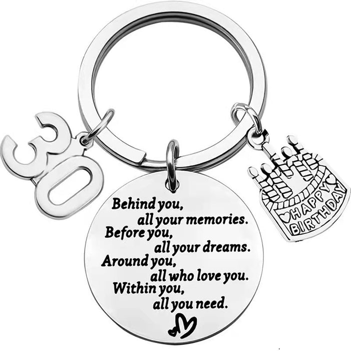 Wholesale Behind You All Your Memories Cake Stainless Steel Keychain JDC-KC-Mingl002