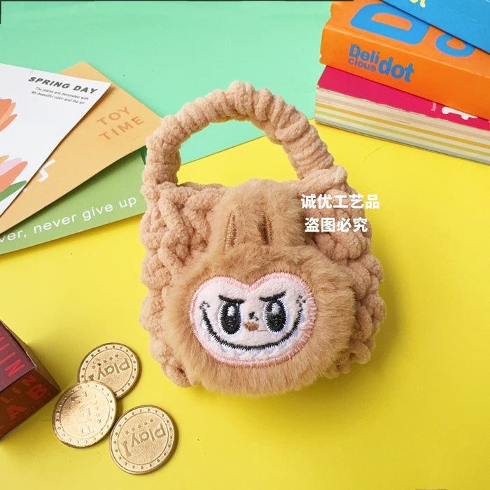 Wholesale New plush coin purse, hand knitted data cable storage bag, protective cover wholesale