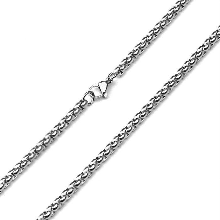 Wholesale Stainless steel square pearl necklace, titanium steel jewelry with chain, thick chain, men's snake bone chain, plain chain, simple