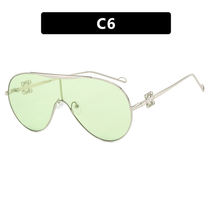 Wholesale Conjoined Sunglasses Pilot Frame Driving Sunglasses Premium Metallic Retro Sunglasses