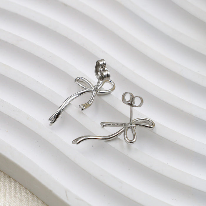 Wholesale Hollow Earrings Simple Light Titanium Steel
