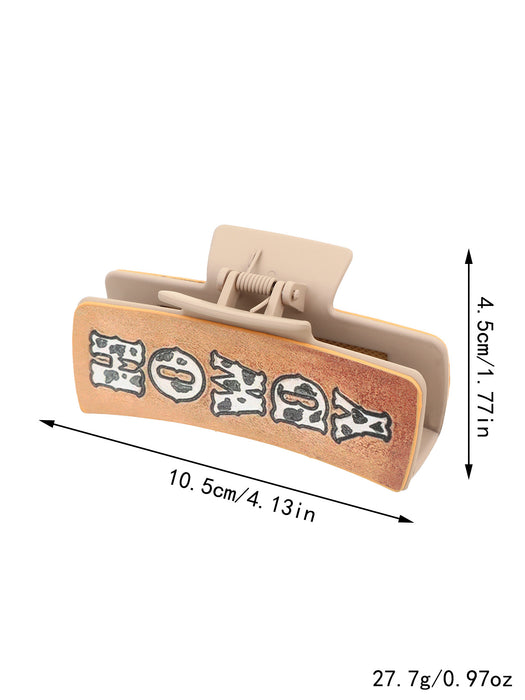 Wholesale Western Cowboy Style Cactus English Letters Leather Women' s Hair Clip Grab Shark Clip