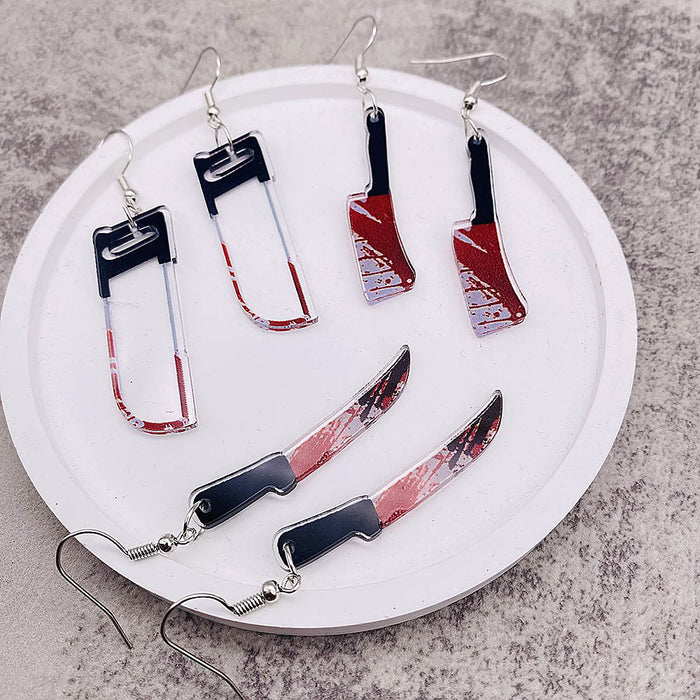 Wholesale Acrylic  earrings simulation blood-red knife  earrings for women