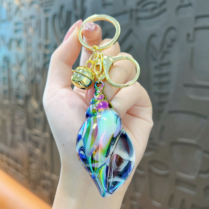 Wholesale Creative colorful conch keychain female couple key chain bag cartoon exquisite gift car key pendant