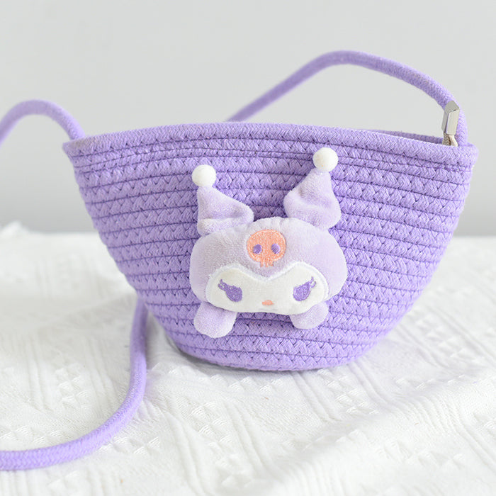 Wholesale  small bag children's straw bag Mini small bag children's shoulder bag beach play messenger bag