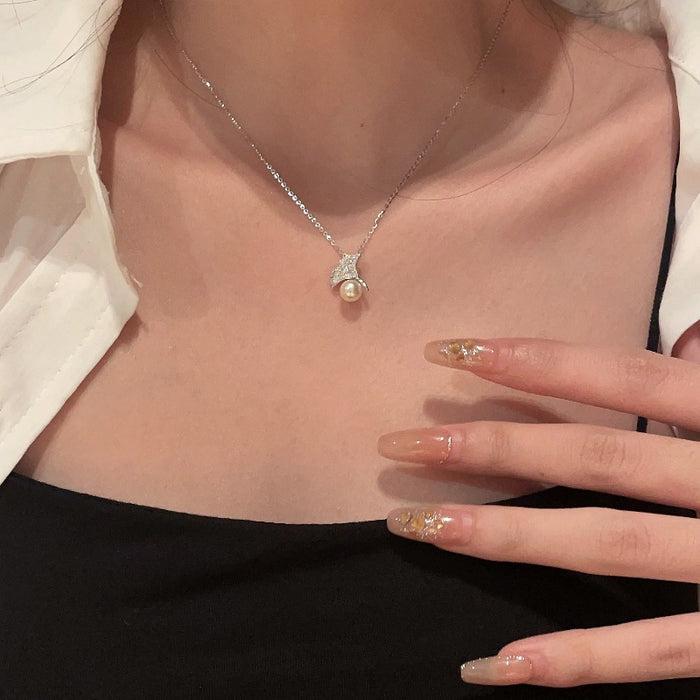 Wholesale Silver Leaf Natural Pearl Necklace Accessories