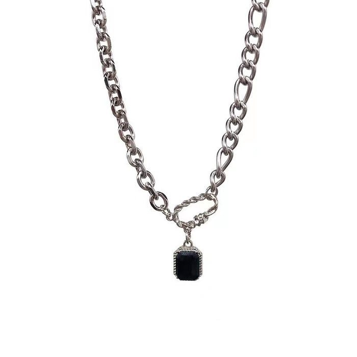 Wholesale Light luxury and minimalist titanium steel necklace, zircon necklace, versatile and high-end collarbone chain