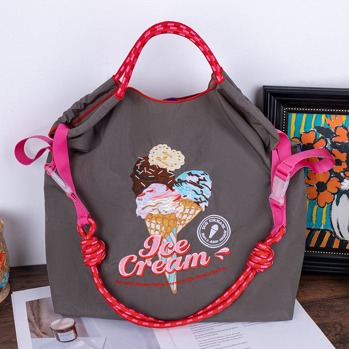 Wholesale embroidered shoulder bag cartoon messenger bag versatile fashion handbag large capacity bag