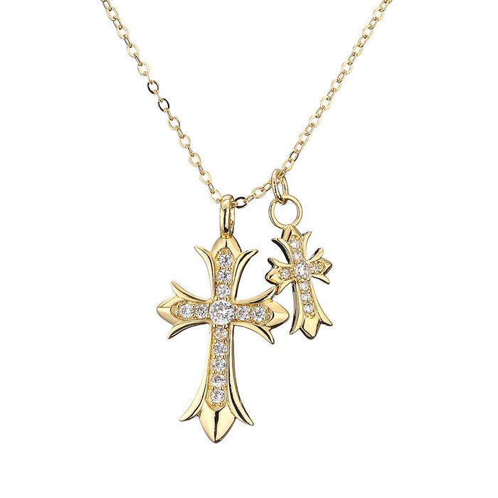 Wholesale Fashion Punk Double Cross Necklace