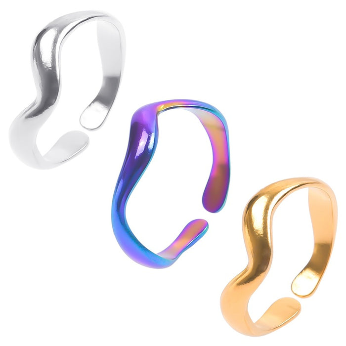 Wholesale Simple irregular ring, light luxury, cool style, adjustable opening, gold steel titanium ring, tail ring