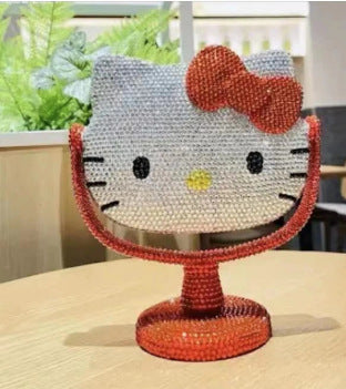 Wholesale Cartoon Cat Rhinestone Plastic Beauty Mirror JDC-VM-MingJu001