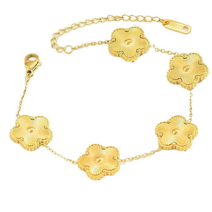 Wholesale Gold Titanium Steel Four Leaf Clover Bracelet Women S Fashion Jewelry Accessory