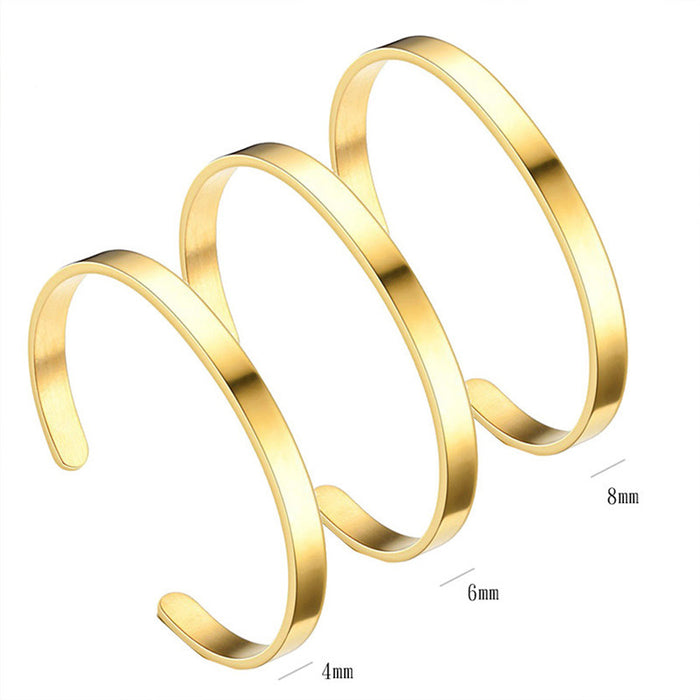 Wholesale Open-face polished C-shaped stainless steel bracelet