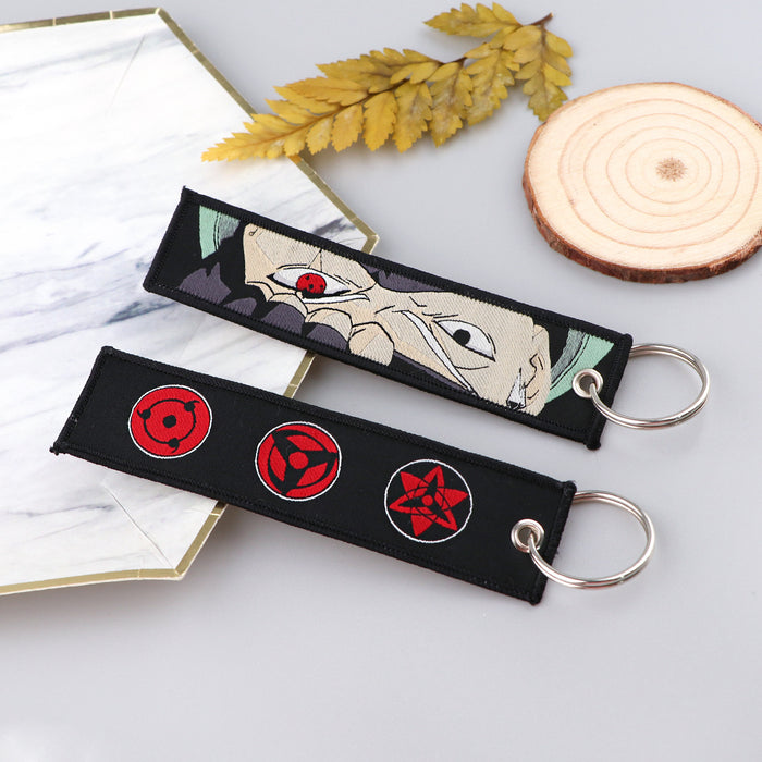 Wholesale Cartoon Anime Woven Label Keychain Pendant  Fabric Anime Peripheral