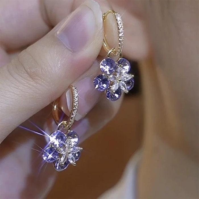 Wholesale super flash flower  ear buckle  earrings design earrings