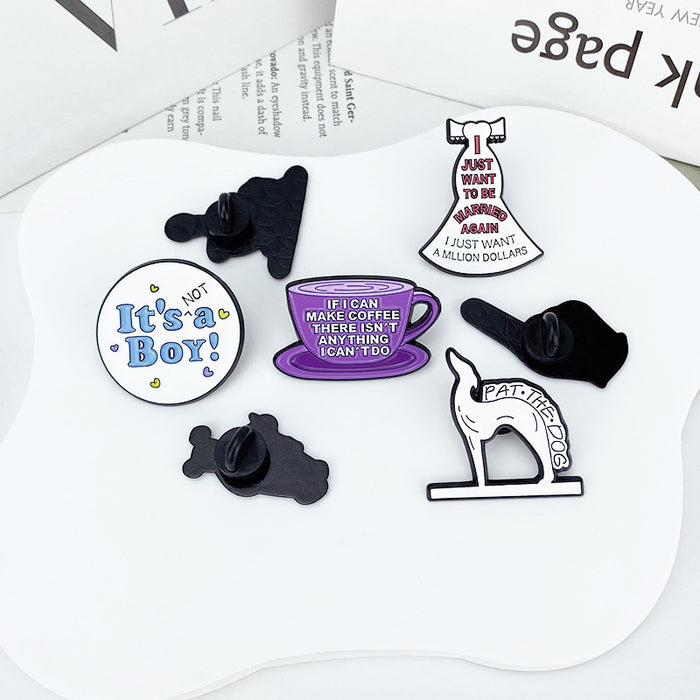 Wholesale Cartoon Brooch Badge Enamel Pin Rabbit Duck Dog Coffee Cup Zinc Alloy Fashion Accessory MOQ≥2